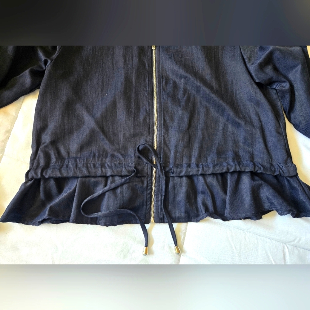 Lucy Paris Dark Blue and White Bomber Jacket - Picture 9 of 16